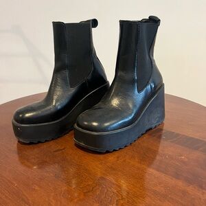 Steve Madden Black Wedge Ankle Boots